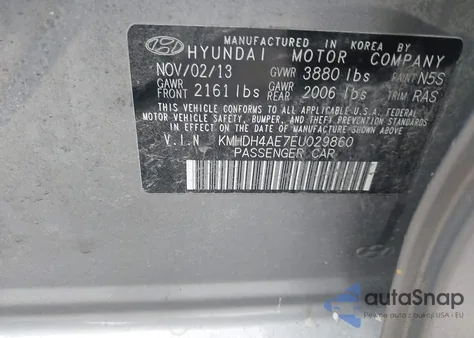 2014 Hyundai Elantra Se из США, поврежденный, VIN KMHDH4AE7EU029860